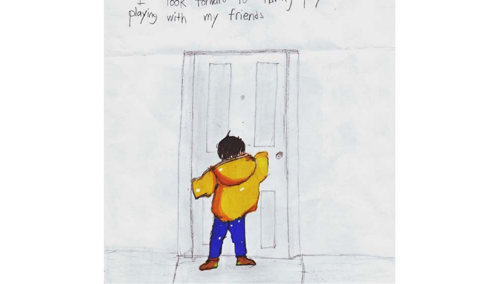 Kid knocking on door to play with friends